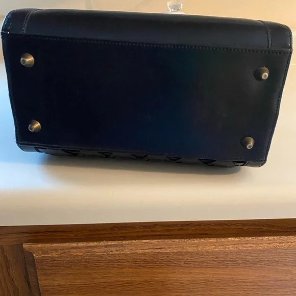 Vintage, Black, leather, woven, braided, satchel, hand bag - Picture 3 of 6